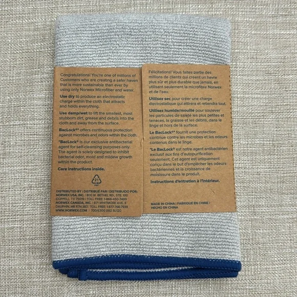 Norwex EnviroCloth - Gray with Blue Trim - Picture 2 of 2
